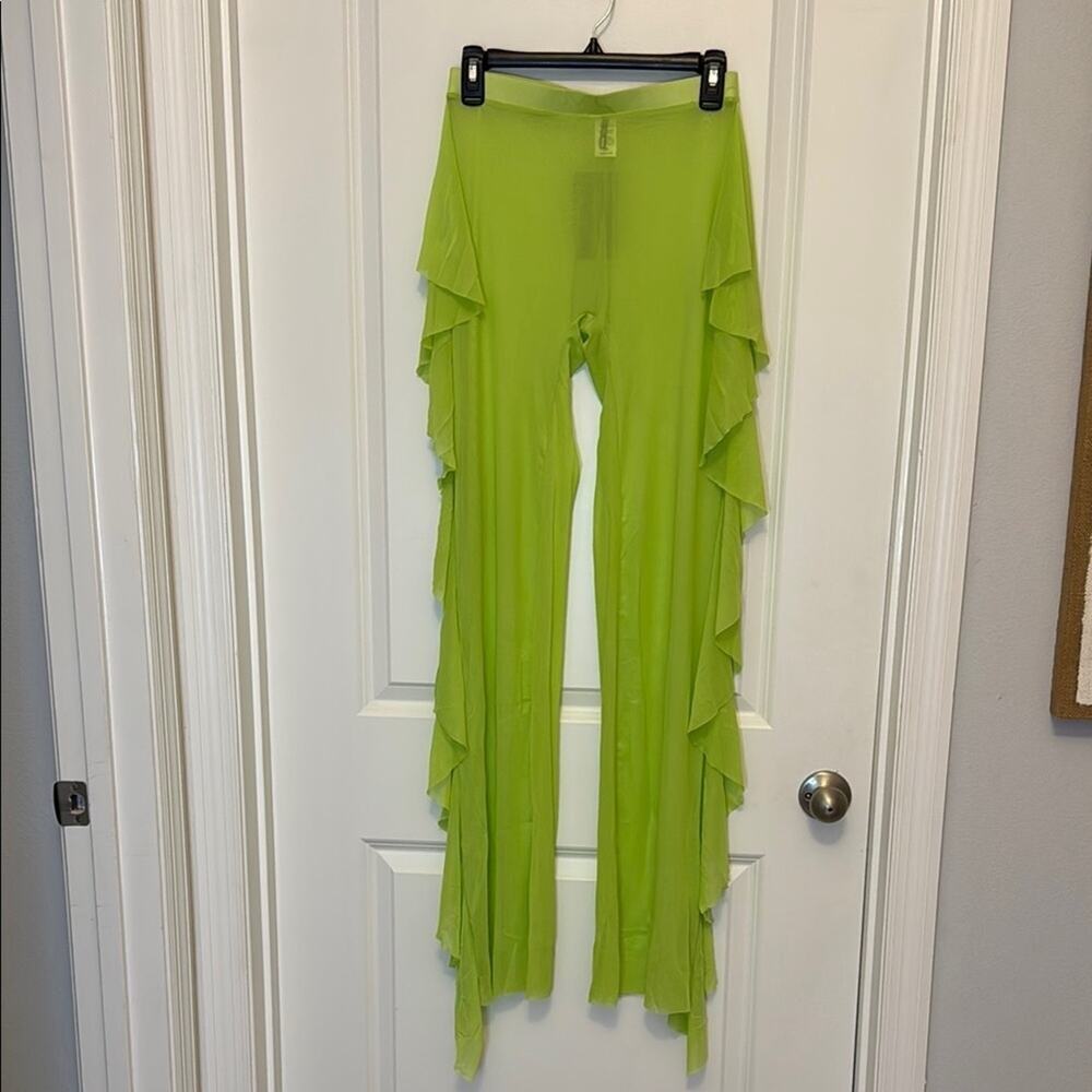 Fashion Nova Green coverup pants with ruffle